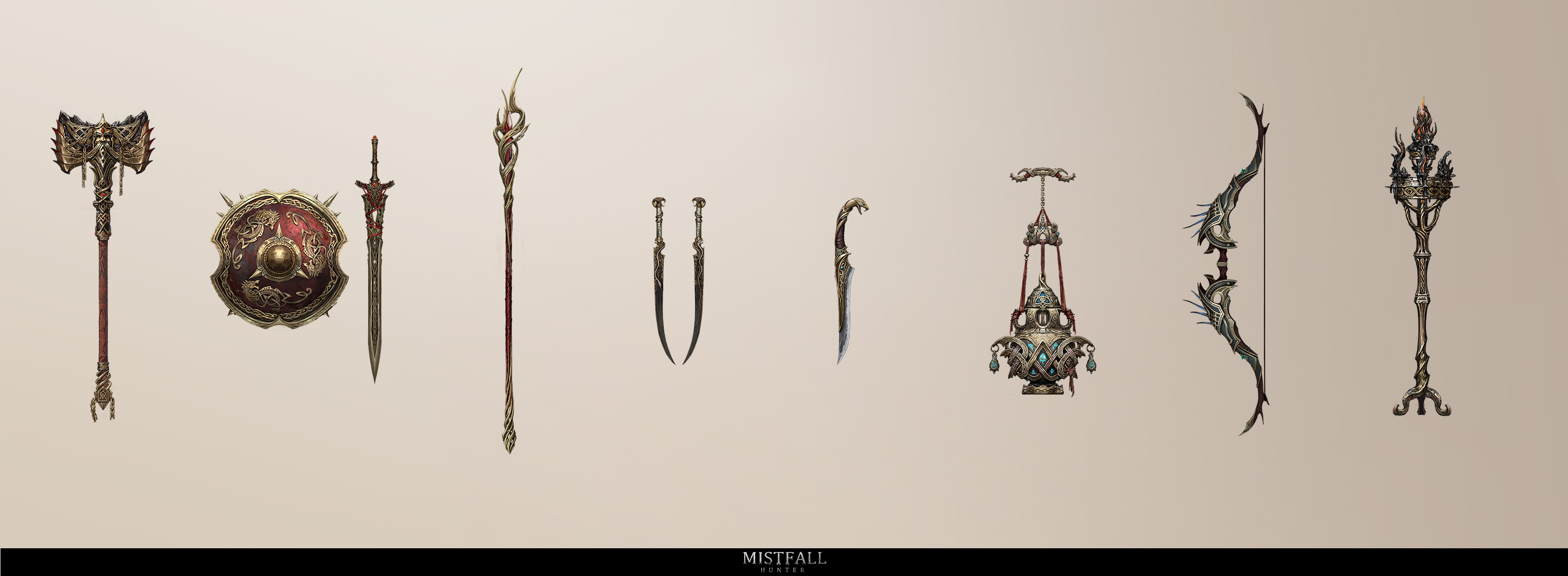 Official Mistfall Hunter legendary weapon concept sheet