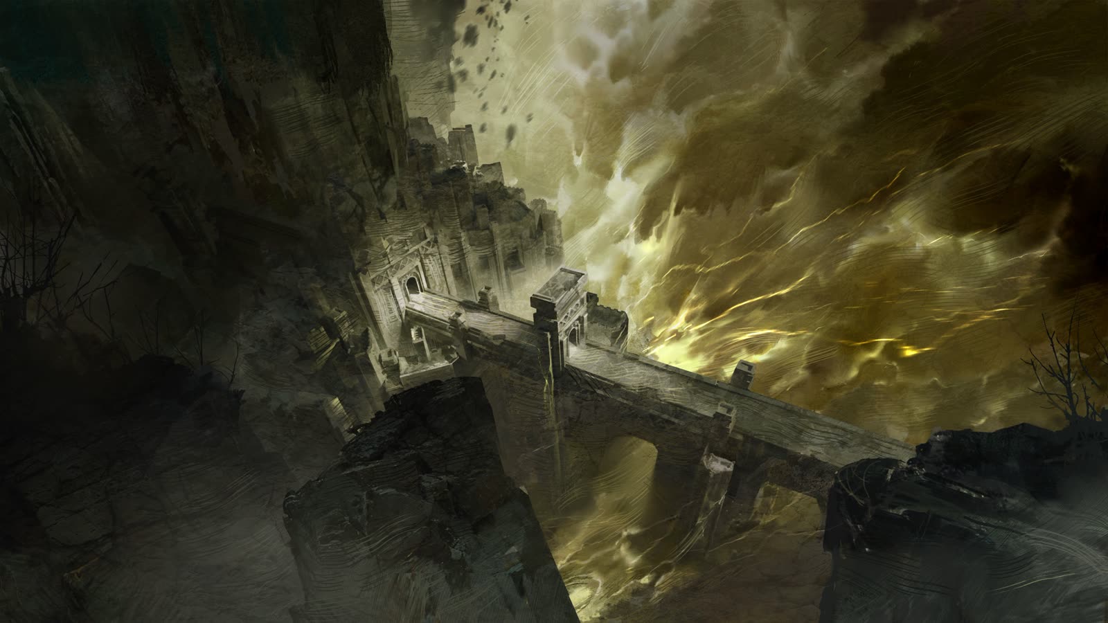 Mist-covered ruins from the official Mistfall Hunter key art