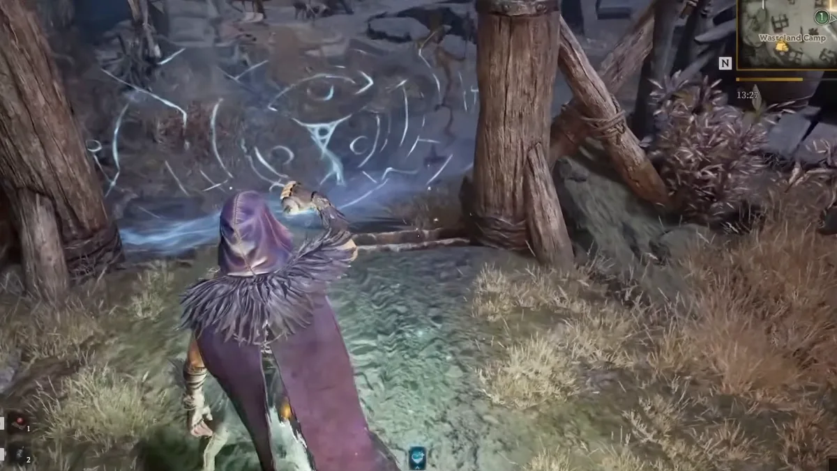 An Elemental Sorcerer mid-chant inside a placed rune circle, the zoning the build is built around
