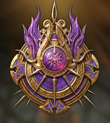 The Zenith rank emblem: a gold and violet medallion ringed with spikes and crowned with purple flame
